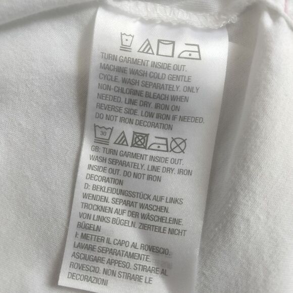 Bob Mackie White Shirt with Pink Yellow Embroidery Long Sleeve Button Up - Picture 11 of 11